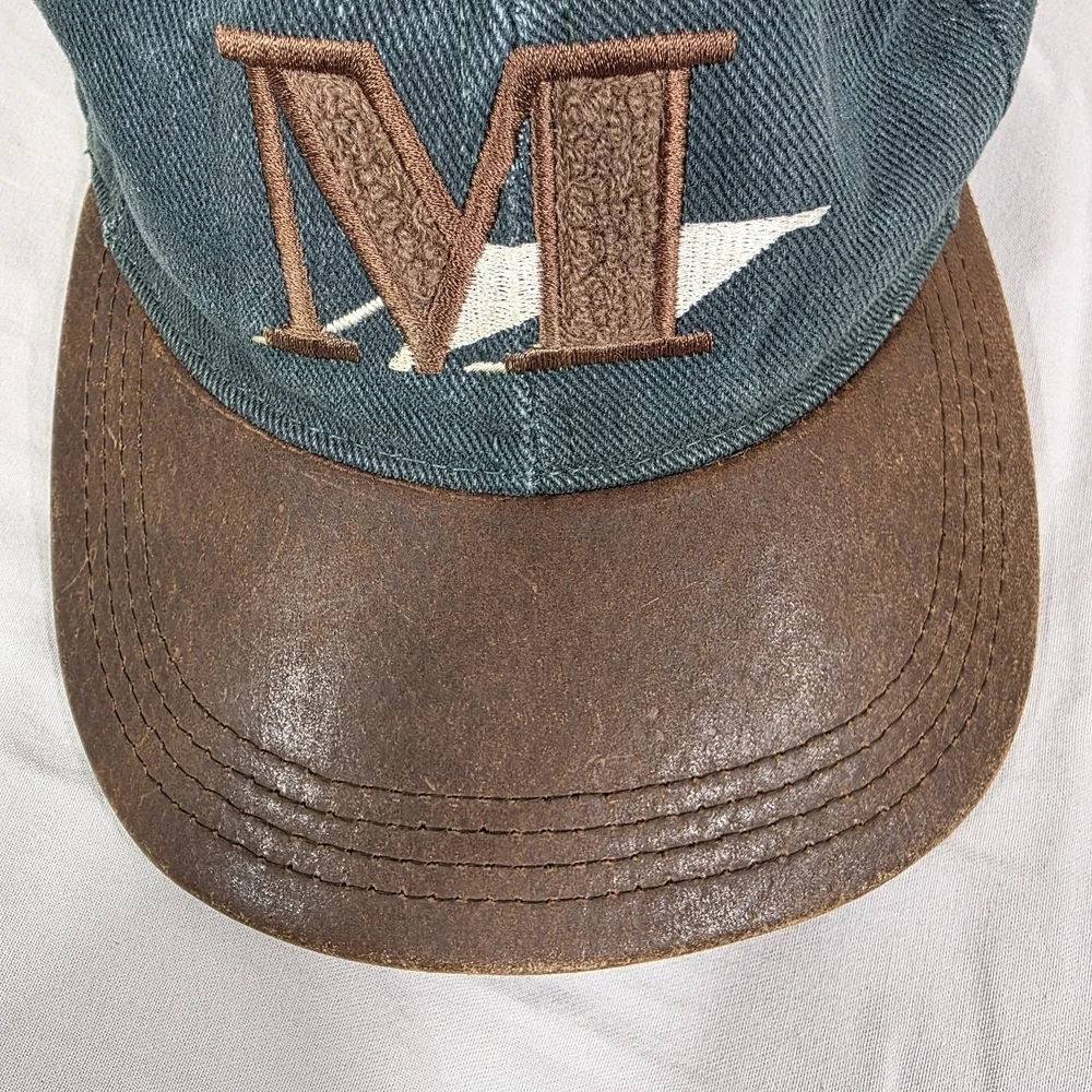 Goofy’s Hat Co. Vintage Strapback “M” Logo Hat – USA Made – Green & Brown